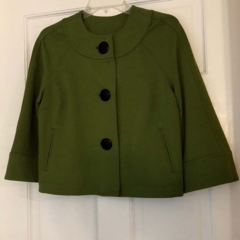 Kim Rogers Signature Petite Small Green Blazer with Black Buttons
